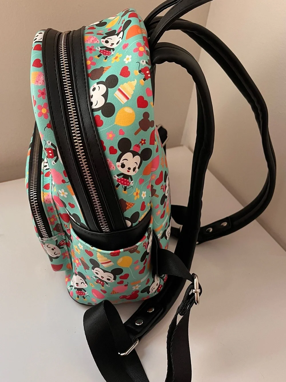 Disney Parks x Loungefly Mickey Minnie Mouse Sweet Treats Mini Backpack Aqua